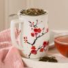 imageTea Forte Fiore Ceramic Tea Mug with Infuser and Lid Sakura 14 oz Ceramic Cup with Handle for Steeping Loose Leaf Tea Dishwasher ampamp Microwave SafeSakura