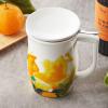 imageTea Forte Fiore Ceramic Tea Mug with Infuser and Lid Sakura 14 oz Ceramic Cup with Handle for Steeping Loose Leaf Tea Dishwasher ampamp Microwave SafeWild Poppy