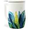 imageTea Forte Demoiselle Fiore Ceramic 14 ounce Tea Mug with Infuser and Lid Ceramic Cup with Handle for Steeping Loose Leaf Teas Dishwasher ampamp Microwave SafeBlue Agave