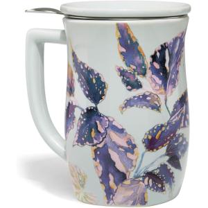 imageTea Forte Fiore Ceramic Tea Mug with Infuser and Lid Sakura 14 oz Ceramic Cup with Handle for Steeping Loose Leaf Tea Dishwasher ampamp Microwave SafeDemoiselle