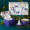 imageTea Forte Demoiselle 3Piece Premium Tea Gift Set with Indigo Cafe Cup and Lid Tea Tray and 10 Count Mini Presentation Box 2 of Each Variety Handcrafted Pyramid Infuser Tea BagsDemoiselle