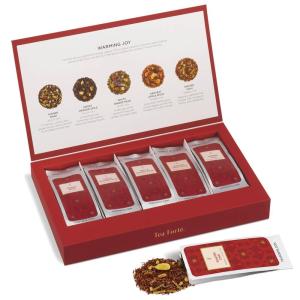 imageTea Forte Warming Joy Hoilday Premium Single Steeps Loose Leaf Tea Gift Set Sampler 15 Count 3 of Each Assorted Blends PrePortioned Single Serve Pouches Steeps 12 oz
