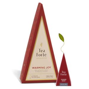 imageTea Forte Warming Joy Holiday Premium Assorted Petite Tea Tree Gift Set Sampler of 4 Individually Wrapped Handcrafted Pyramid Infuser Tea Bags 1 of each Blend