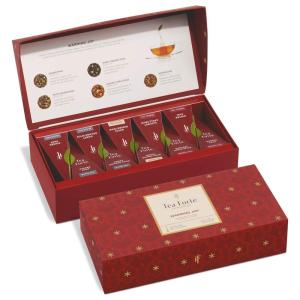 imageTea Forte Warming Joy Holiday Premium Petite Presentation Box Gift Set Sampler 10 Count 2 of Each Blend Individually Wrapped Handcrafted Pyramid Infuser BagsWarming Joy