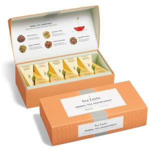 imageTea Forte Warming Joy Holiday Premium Petite Presentation Box Gift Set Sampler 10 Count 2 of Each Blend Individually Wrapped Handcrafted Pyramid Infuser BagsHerbal Tea