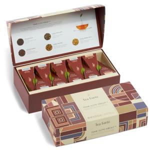 imageTea Forte Warming Joy Holiday Premium Petite Presentation Box Gift Set Sampler 10 Count 2 of Each Blend Individually Wrapped Handcrafted Pyramid Infuser BagsFrank Lloyd Wright Collection