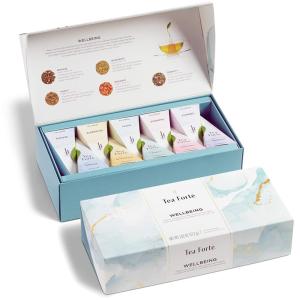imageTea Forte Warming Joy Holiday Premium Petite Presentation Box Gift Set Sampler 10 Count 2 of Each Blend Individually Wrapped Handcrafted Pyramid Infuser BagsWellbeing Wellness Tea