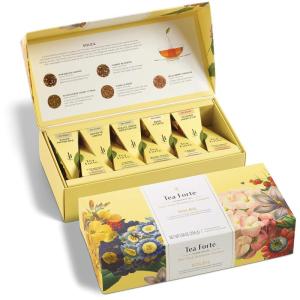 imageTea Forte Warming Joy Holiday Premium Petite Presentation Box Gift Set Sampler 10 Count 2 of Each Blend Individually Wrapped Handcrafted Pyramid Infuser BagsSampler  Soleil