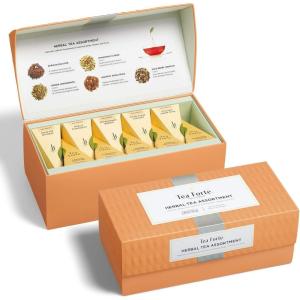 imageTea Forte Warming Joy Holiday Premium Presentation Box Gift Set Sampler 20 Count 4 of Each Blend Individually Wrapped Handcrafted Pyramid Infuser BagsHerbal Tea