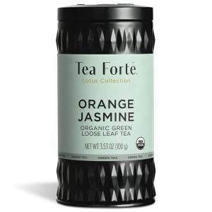 imageTea Forte Jasmine Green Premium Loose Leaf Caffeinated Green Tea Blend Canister Makes 3550 CupsOrange Jasmine