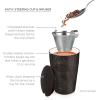 imageTea Forte DoubleWalled Ceramic Kati Cup Removable Stainless Steel Infuser Basket and Lid Steeps 12 oz Loose Leaf Tea Dishwasher ampamp Microwave Safe JubileeNoir
