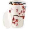 imageTea Forte DoubleWalled Ceramic Kati Cup Removable Stainless Steel Infuser Basket and Lid Steeps 12 oz Loose Leaf Tea Dishwasher ampamp Microwave Safe JubileeCherry Blossoms