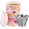 imageTea Forte DoubleWalled Ceramic Kati Cup Removable Stainless Steel Infuser Basket and Lid Steeps 12 oz Loose Leaf Tea Dishwasher ampamp Microwave Safe JubileeMariposa