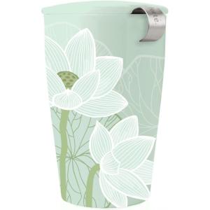 imageTea Forte DoubleWalled Ceramic Kati Cup Removable Stainless Steel Infuser Basket and Lid Steeps 12 oz Loose Leaf Tea Dishwasher ampamp Microwave Safe JubileeLotus