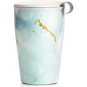 imageTea Forte DoubleWalled Ceramic Kati Cup Removable Stainless Steel Infuser Basket and Lid Steeps 12 oz Loose Leaf Tea Dishwasher ampamp Microwave Safe JubileeWellbeing