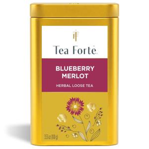 imageTea Forte Pink Papaya Nectar Premium Loose Leaf CaffeineFree Herbal Tea Blend Canister Makes 3550 CupsBlueberry Merlot