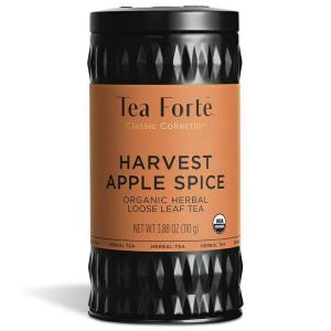 imageTea Forte Pink Papaya Nectar Premium Loose Leaf CaffeineFree Herbal Tea Blend Canister Makes 3550 CupsHarvest Apple Spice