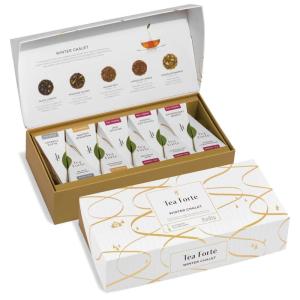 imageTea Forte Winter Chalet Premium Petite Presentation Box Gift Set Sampler 10 Count 2 of Each Blend Individually Wrapped Handcrafted Pyramid Infuser Bags