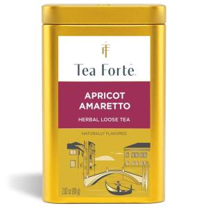 imageTea Forte African Solstice Premium Loose Leaf CaffeineFree Herbal Tea Blend Canister Makes 3550 CupsApricot Amaretto