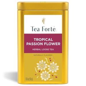 imageTea Forte African Solstice Premium Loose Leaf CaffeineFree Herbal Tea Blend Canister Makes 3550 CupsTropical Passion Flower