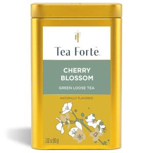 imageTea Forte Cherry Blossom Premium Loose Leaf Caffeinated Green Tea Blend Canister Makes 3550 CupsCherry Blossom