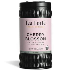 imageTea Forte Cherry Blossom Premium Loose Leaf Caffeinated Green Tea Blend Canister Makes 3550 CupsCherry Blossom Round