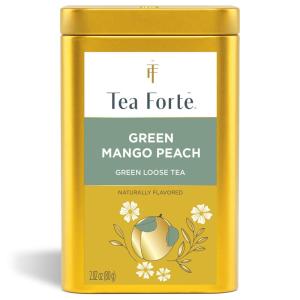 imageTea Forte Cherry Blossom Premium Loose Leaf Caffeinated Green Tea Blend Canister Makes 3550 CupsGreen Mango Peach