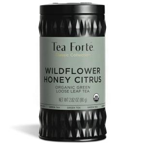 imageTea Forte Cherry Blossom Premium Loose Leaf Caffeinated Green Tea Blend Canister Makes 3550 CupsWildflower Honey Citrus Round