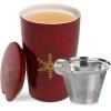 imageTea Forte DoubleWalled Ceramic Kati Cup Removable Stainless Steel Infuser Basket and Lid Steeps 12 oz Loose Leaf Tea Dishwasher ampamp Microwave Safe Warming JoyWarming Joy  Snowflake