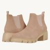 imageJuliet Holy Boys Girls Ankle Boots Platform Chunky Block Heel Slip On Lug Sole Chelsea Booties for Toddler Little Big KidCamel Beige