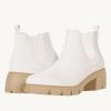 imageJuliet Holy Boys Girls Ankle Boots Platform Chunky Block Heel Slip On Lug Sole Chelsea Booties for Toddler Little Big KidWhite