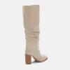 imageJuliet Holy Womens Knee High Boots Chunky High Heel Square Toe Side Zipper Wide Calf BootBeige