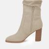 imageJuliet Holy Womens Knee High Boots Chunky High Heel Square Toe Side Zipper Wide Calf BootBeige