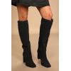 imageJuliet Holy Womens Knee High Boots Chunky High Heel Square Toe Side Zipper Wide Calf BootBlack