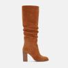 imageJuliet Holy Womens Knee High Boots Chunky High Heel Square Toe Side Zipper Wide Calf BootBrown