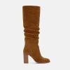 imageJuliet Holy Womens Knee High Boots Chunky High Heel Square Toe Side Zipper Wide Calf BootDark Brown
