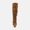 imageJuliet Holy Womens Knee High Boots Chunky High Heel Square Toe Side Zipper Wide Calf BootDark Brown