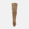 imageJuliet Holy Womens Knee High Boots Chunky High Heel Square Toe Side Zipper Wide Calf BootKhaki