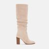 imageJuliet Holy Womens Knee High Boots Chunky High Heel Square Toe Side Zipper Wide Calf BootNude