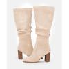 imageJuliet Holy Womens Knee High Boots Chunky High Heel Square Toe Side Zipper Wide Calf BootNude