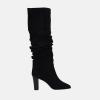 imageJuliet Holy Womens Knee High Boots Pointed Toe Pull On Chunky Heel Winter BootiesBlack