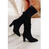 imageJuliet Holy Womens Knee High Boots Pointed Toe Pull On Chunky Heel Winter BootiesBlack