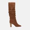 imageJuliet Holy Womens Knee High Boots Pointed Toe Pull On Chunky Heel Winter BootiesBrown