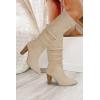 imageJuliet Holy Womens Knee High Boots Pointed Toe Pull On Chunky Heel Winter BootiesCream