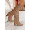 imageJuliet Holy Womens Knee High Boots Pointed Toe Pull On Chunky Heel Winter BootiesKhaki