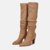 imageJuliet Holy Womens Knee High Boots Pointed Toe Pull On Chunky Heel Winter BootiesKhaki