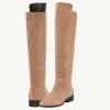 imageJuliet Holy Womens Knee High Boots Round Toe Chunky Block Heels Suede Fashion Winter BootiesBlush Camel