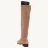 imageJuliet Holy Womens Knee High Boots Round Toe Chunky Block Heels Suede Fashion Winter BootiesBlush Camel