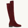 imageJuliet Holy Womens Knee High Boots Round Toe Chunky Block Heels Suede Fashion Winter BootiesBurgundy