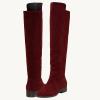 imageJuliet Holy Womens Knee High Boots Round Toe Chunky Block Heels Suede Fashion Winter BootiesBurgundy